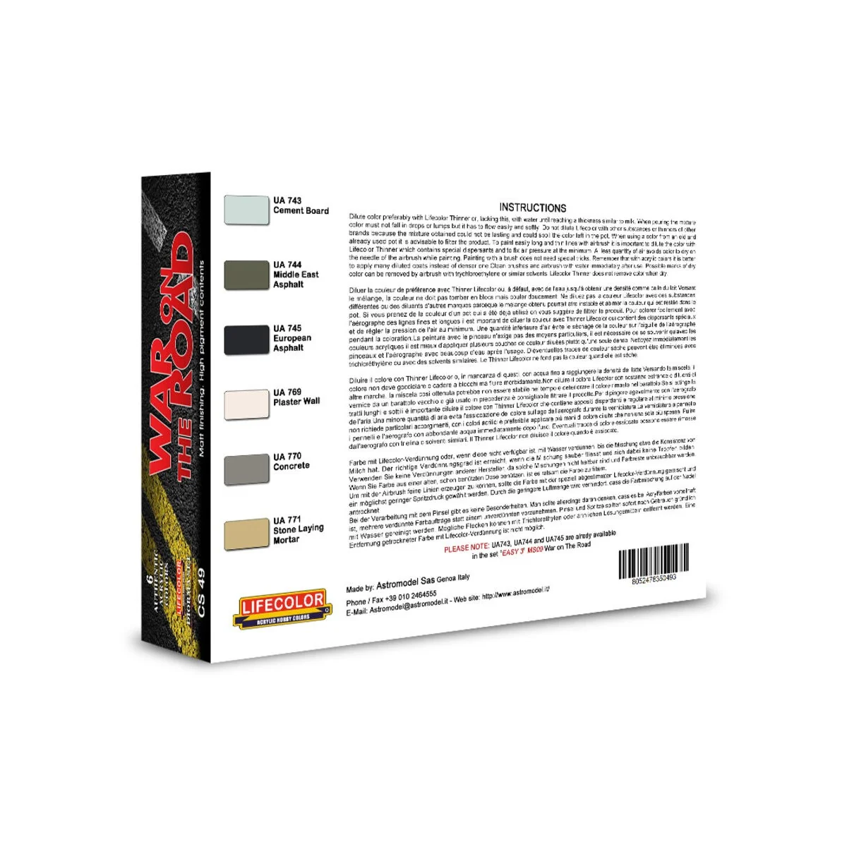 War On The Road – Concrete Tarmac & Plaster 6 x 22 ml - Lifecolor CS49