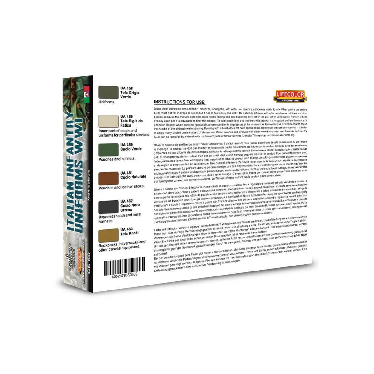 Italian Infantry Uniforms WWI 6 x 22 ml - Lifecolor CS50