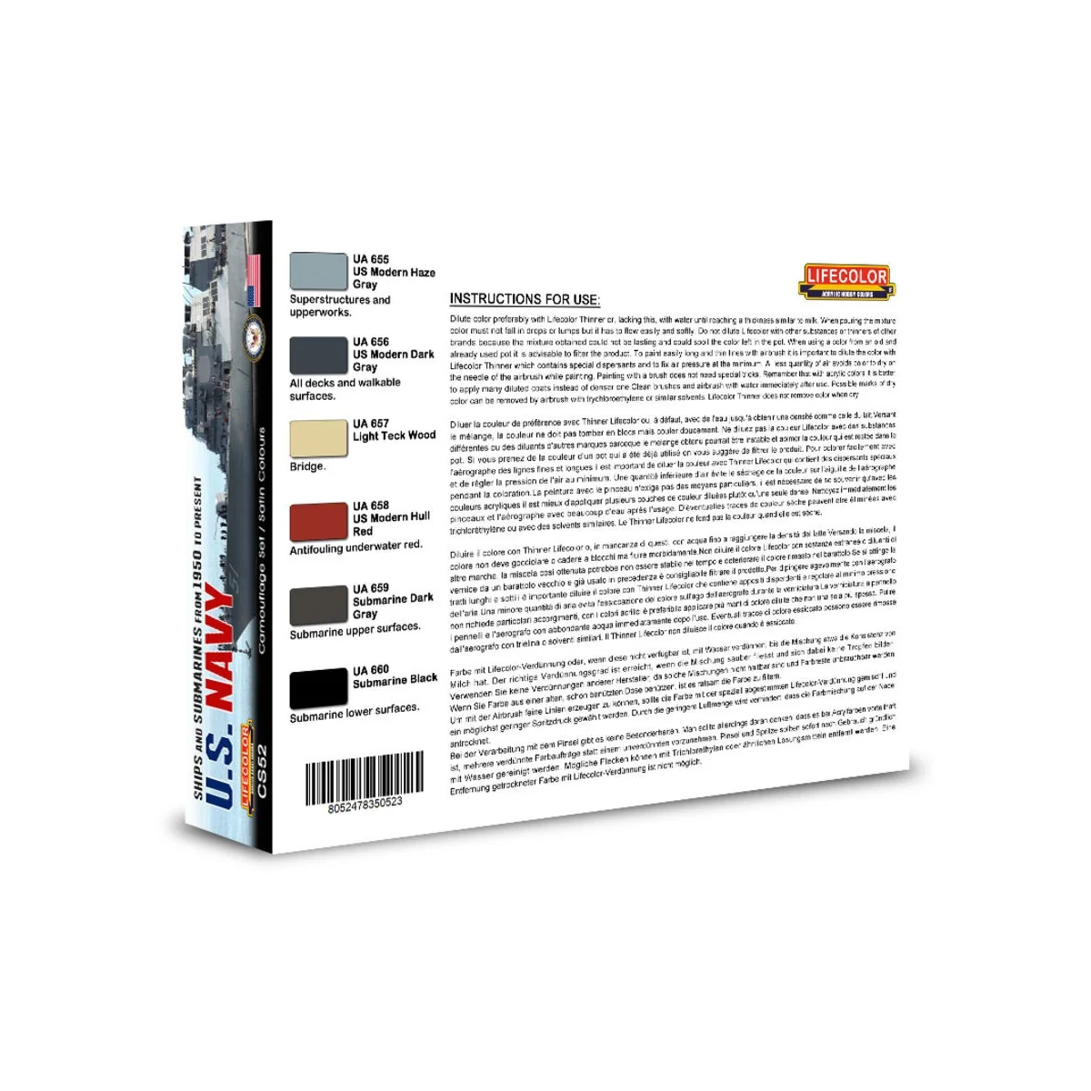 US Navy From 1950 To Present 6 x 22 ml - Lifecolor CS52 US Navy From 1950 To Present 6 x 22 ml - Lifecolor CS52