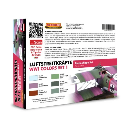 Imperial German Army WWI Colors Set1 6 x 22 ml - Lifecolor CS57