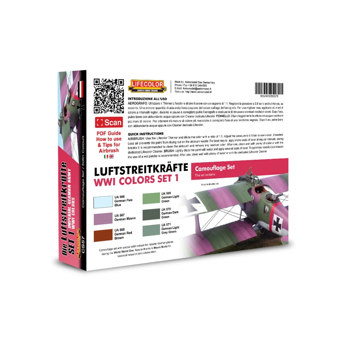 Imperial German Army WWI Colors Set1 6 x 22 ml - Lifecolor CS57