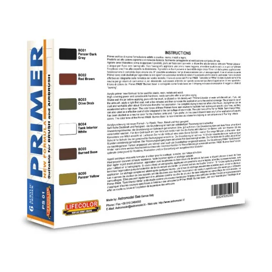 6 Coloured Acrylic Primers 6 x 22 ml - Lifecolor PS01