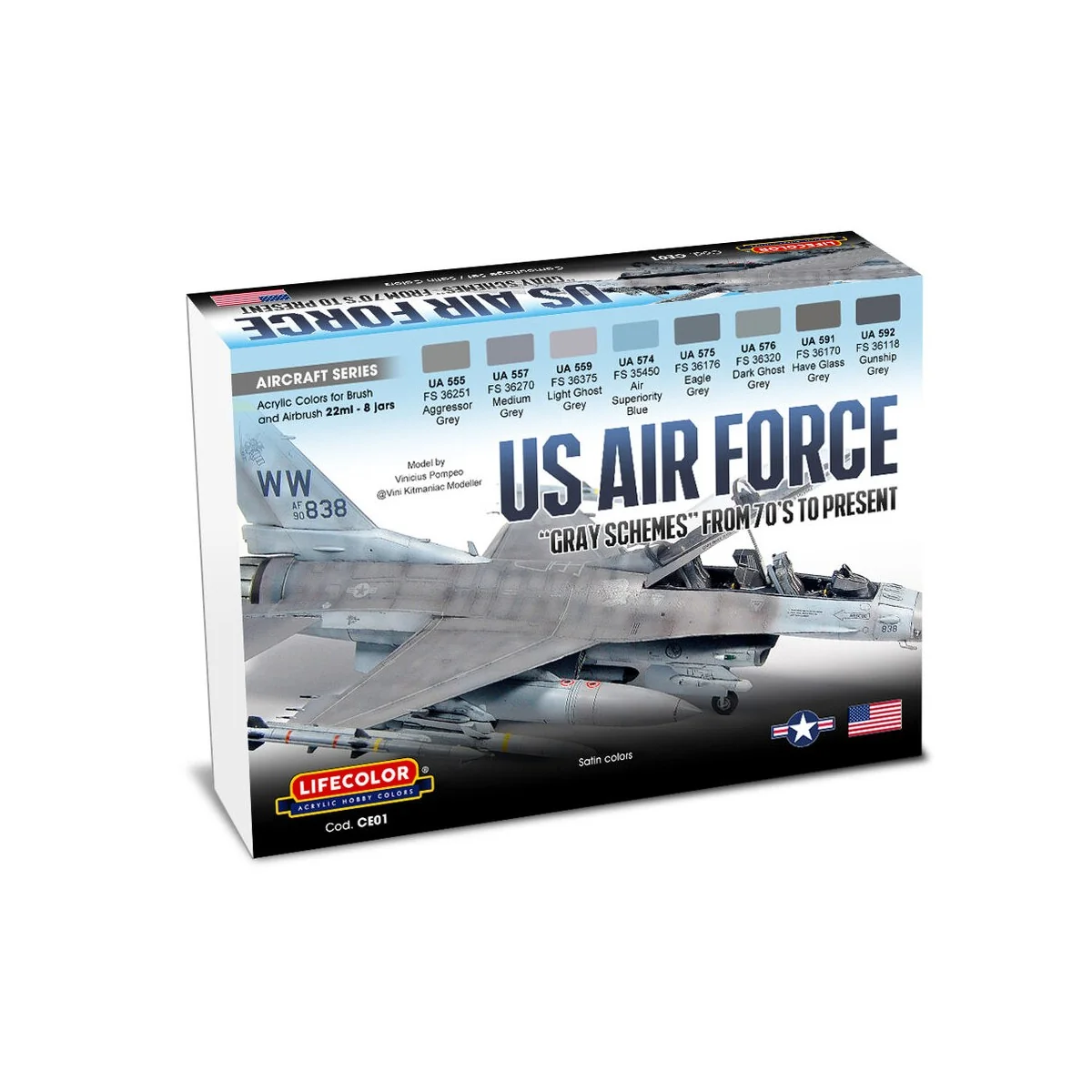 US Air Force “Gray Schemes” From 70'S To Present 8 x 22 ml - Lifeco...