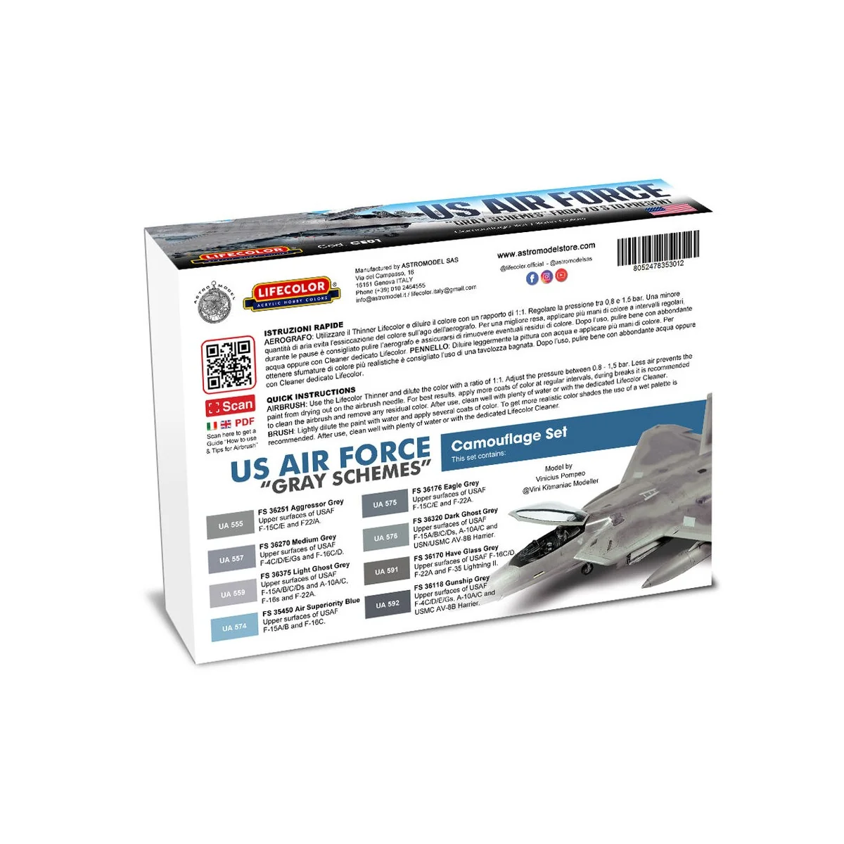 US Air Force “Gray Schemes” From 70'S To Present 8 x 22 ml - Lifeco...
