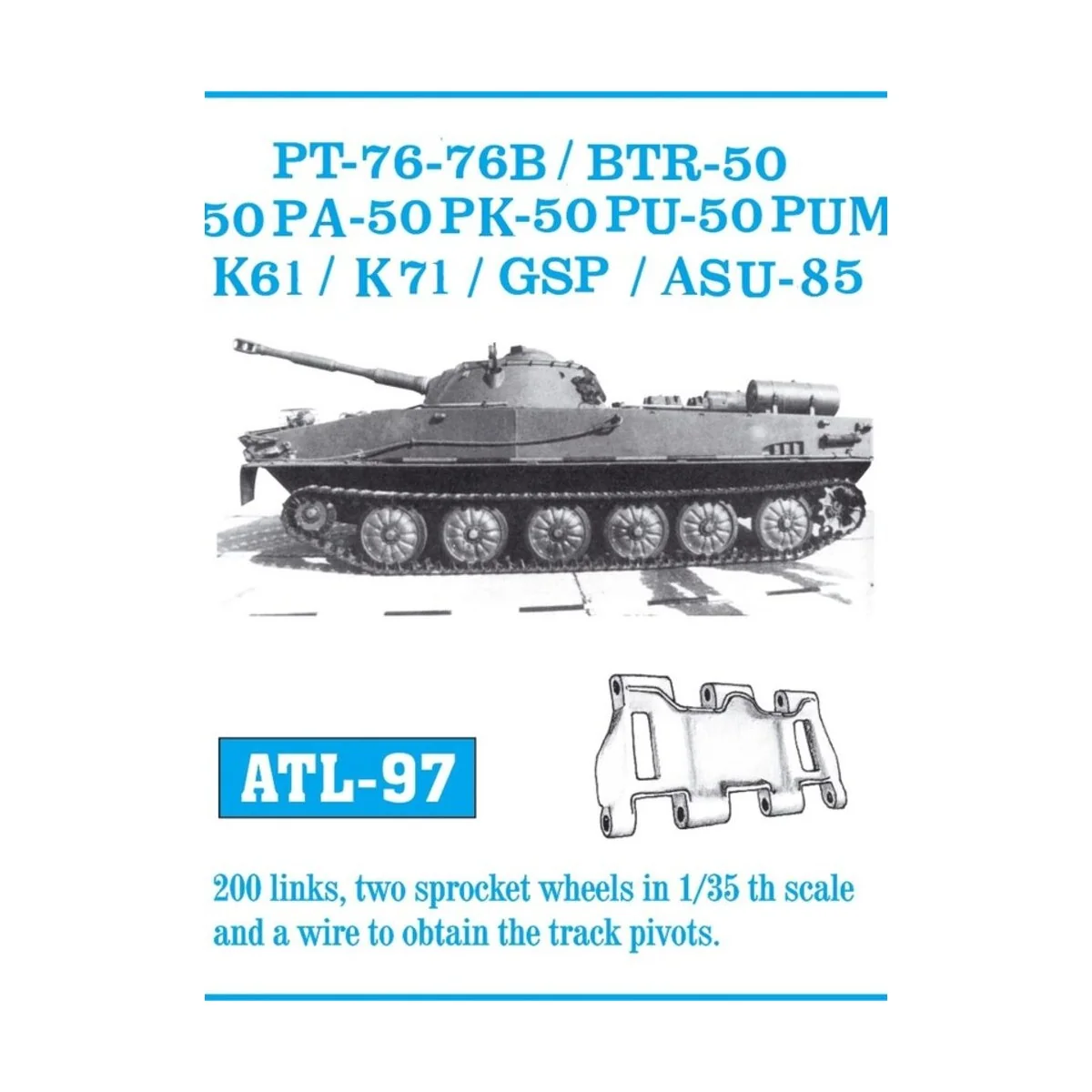 Tracks for PT-76/GSZP-55 BTR-50/BTR-50PU - Friulmodel ATL-097