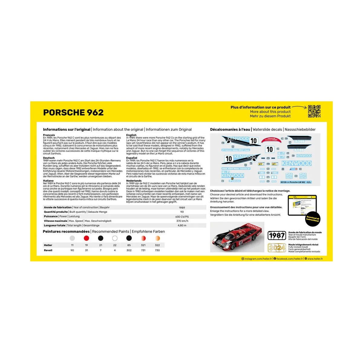 STARTER KIT Porsche 962, 1/43 - Heller 56109
