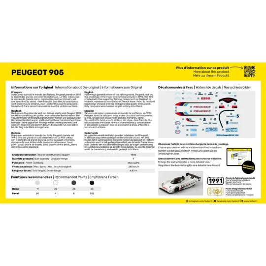 STARTER KIT Peugeot 905, 1/43 - Heller 56110 STARTER KIT Peugeot 905, 1/43 - Heller 56110