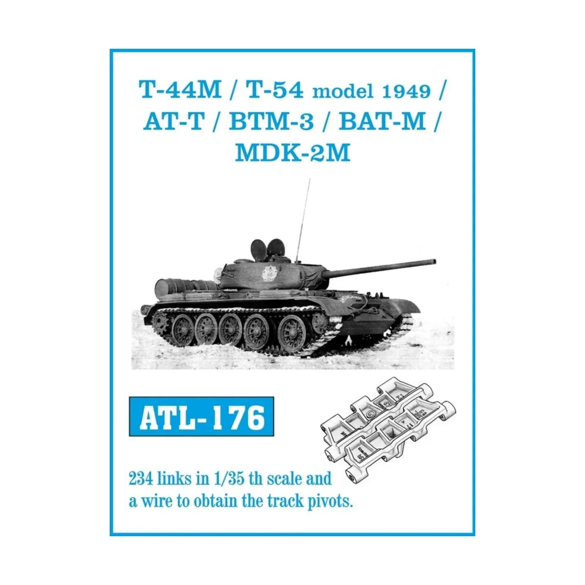 Tracks for T-44M /T-54 model 1949/ AT-T/ BTM-3/ BAT-M/ MDK-2M, 1/35... Tracks for T-44M /T-54 model 1949/ AT-T/ BTM-3/ BAT-M/ MDK-2M, 1/35...