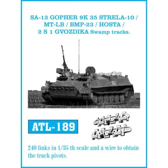 Tracks for SA-13 GOPHER 9 K 35 STRELA-10 / MT-LB / BMP-23 / HOSTA /...