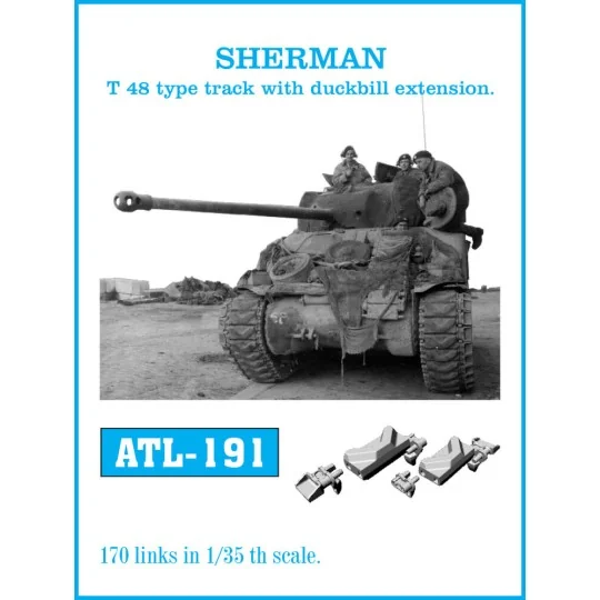 Tracks for SHERMAN T-48 type track with duckbill extension., 1/35 -... Tracks for SHERMAN T-48 type track with duckbill extension., 1/35 -...