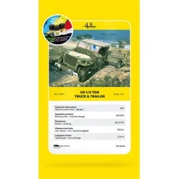 STARTER KIT US 1/4 Ton Truck & Trailer, 1/72 - Heller 56997