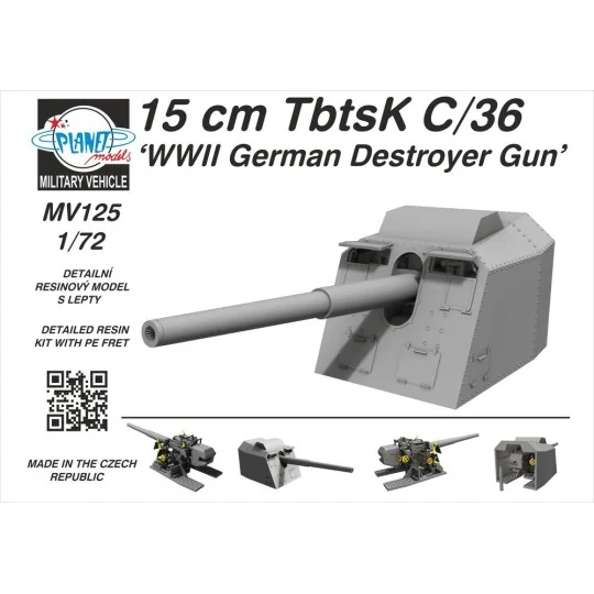 15 cm TbtsK C/36 WWII German Destroyer Gun - Planet Models 129-MV125