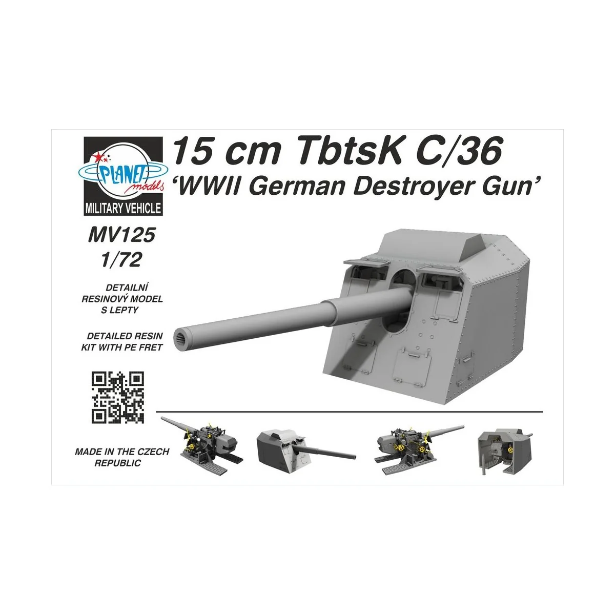 15 cm TbtsK C/36 WWII German Destroyer Gun - Planet Models 129-MV125