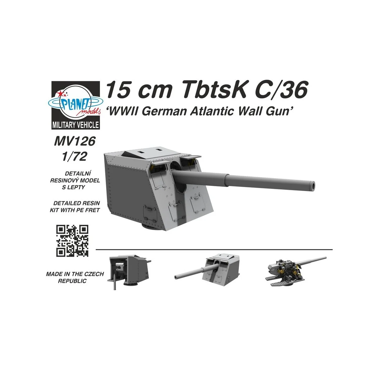 15 cm TbtsK C/36 WWII German Atlantic Wall Gun, 1/72 - Planet Model...