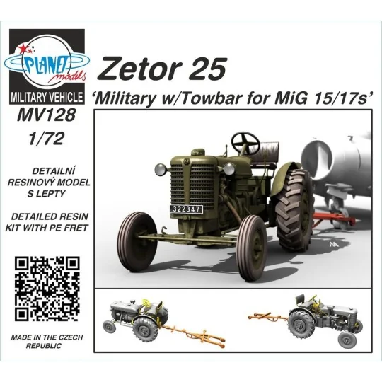 Zetor 25 Military w/Towbar for MiG 15/17s, 1/72 - Planet Models 129...