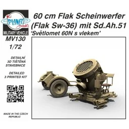 60 cm Flak Scheinwerfer (Flak Sw-36) mit Sd.Ah.51 / Sv?tlomet 60N s...