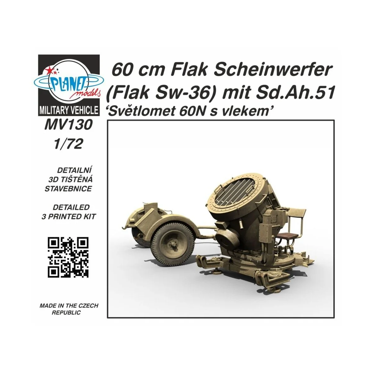 60 cm Flak Scheinwerfer (Flak Sw-36) mit Sd.Ah.51 / Sv?tlomet 60N s...