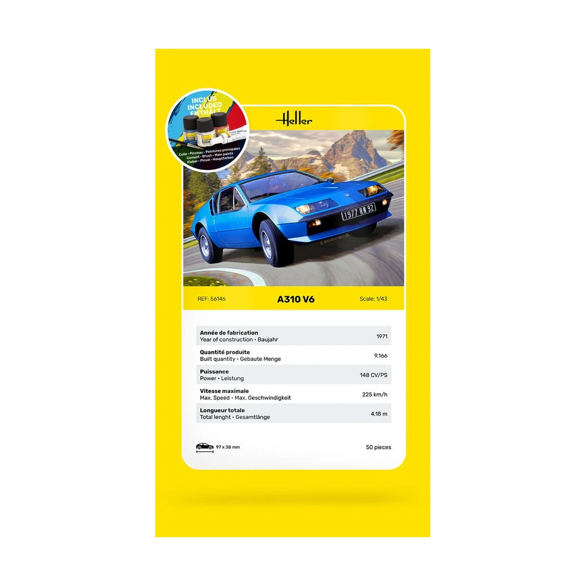 STARTER KIT Alpine A310, 1/43 - Heller 56146 STARTER KIT Alpine A310, 1/43 - Heller 56146