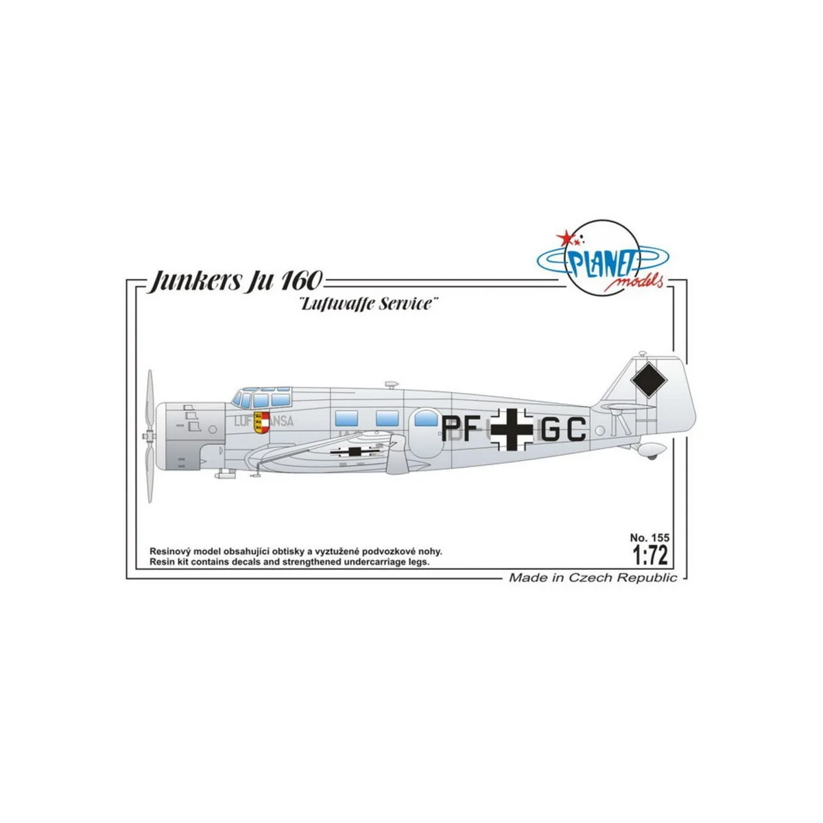 Junkers Ju 160 Luftwaffe Serv. Ger.,WWII - Planet Models 129-PLT155