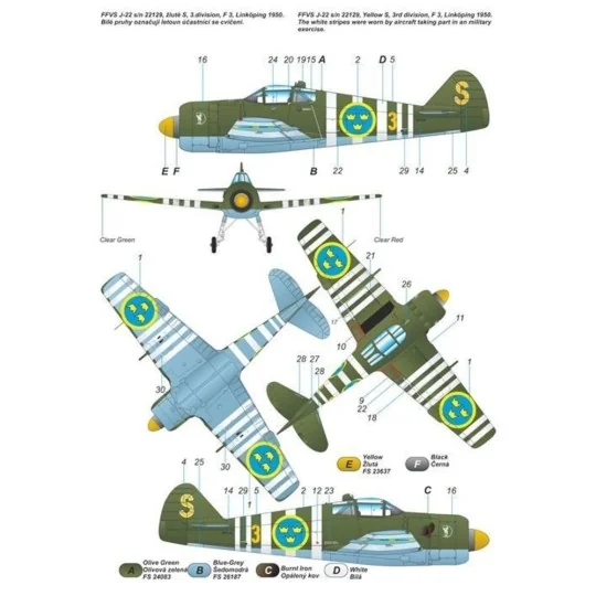 FFVS J-22A Swedish WW2 main fighter airc - Planet Models 129-PLT264