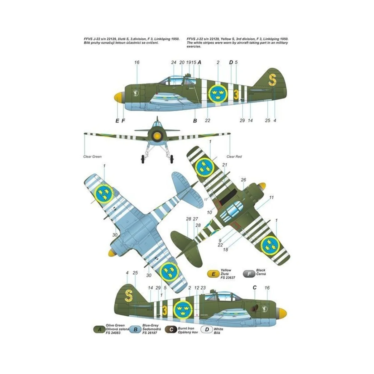 FFVS J-22A Swedish WW2 main fighter airc - Planet Models 129-PLT264