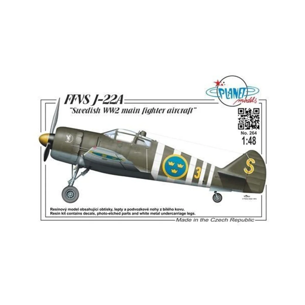 FFVS J-22A Swedish WW2 main fighter airc - Planet Models 129-PLT264