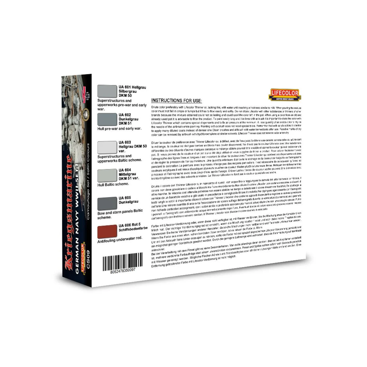 German WWII Kriegsmarine n.1 Camoufl.set - Lifecolor CS09 German WWII Kriegsmarine n.1 Camoufl.set - Lifecolor CS09
