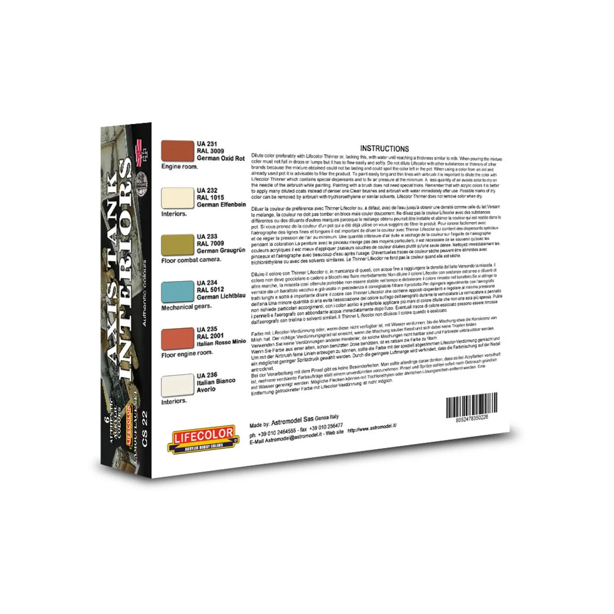 German and Italian interior tanks colors - Lifecolor CS22 German and Italian interior tanks colors - Lifecolor CS22