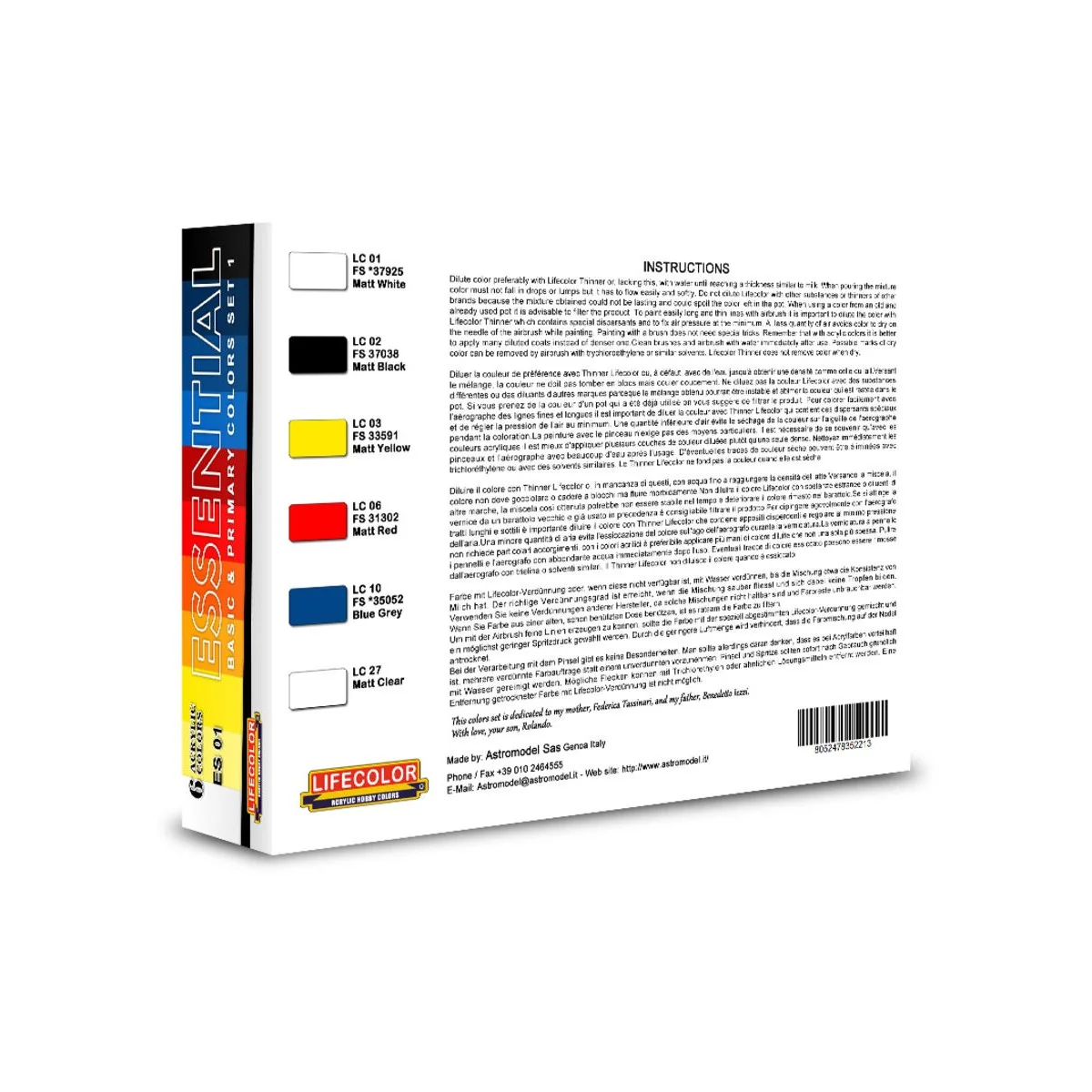 Essential Basic & Primary Colors Set 1 - Lifecolor ES01 Essential Basic & Primary Colors Set 1 - Lifecolor ES01