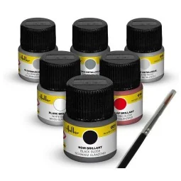 Acrylic Colour Set ”Sports Car” 6 x 12 ml + Brush - Heller 9403