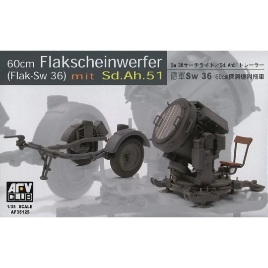 SW-36 / 60 cm SEARCHLIGHT w/SDANH 51 TRAILER, 1/35 - AFV-Club AF35125 SW-36 / 60 cm SEARCHLIGHT w/SDANH 51 TRAILER, 1/35 - AFV-Club AF35125