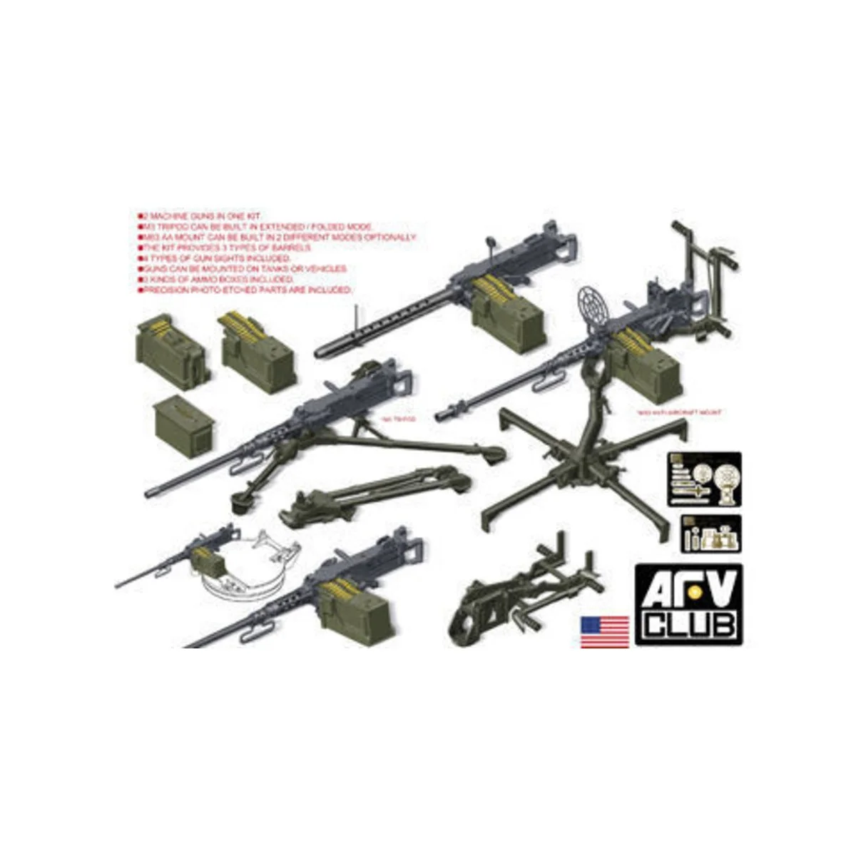 U.S. M2HB .50 Cal Machine Gun Set, 1/35 - AFV-Club AF35246 U.S. M2HB .50 Cal Machine Gun Set, 1/35 - AFV-Club AF35246
