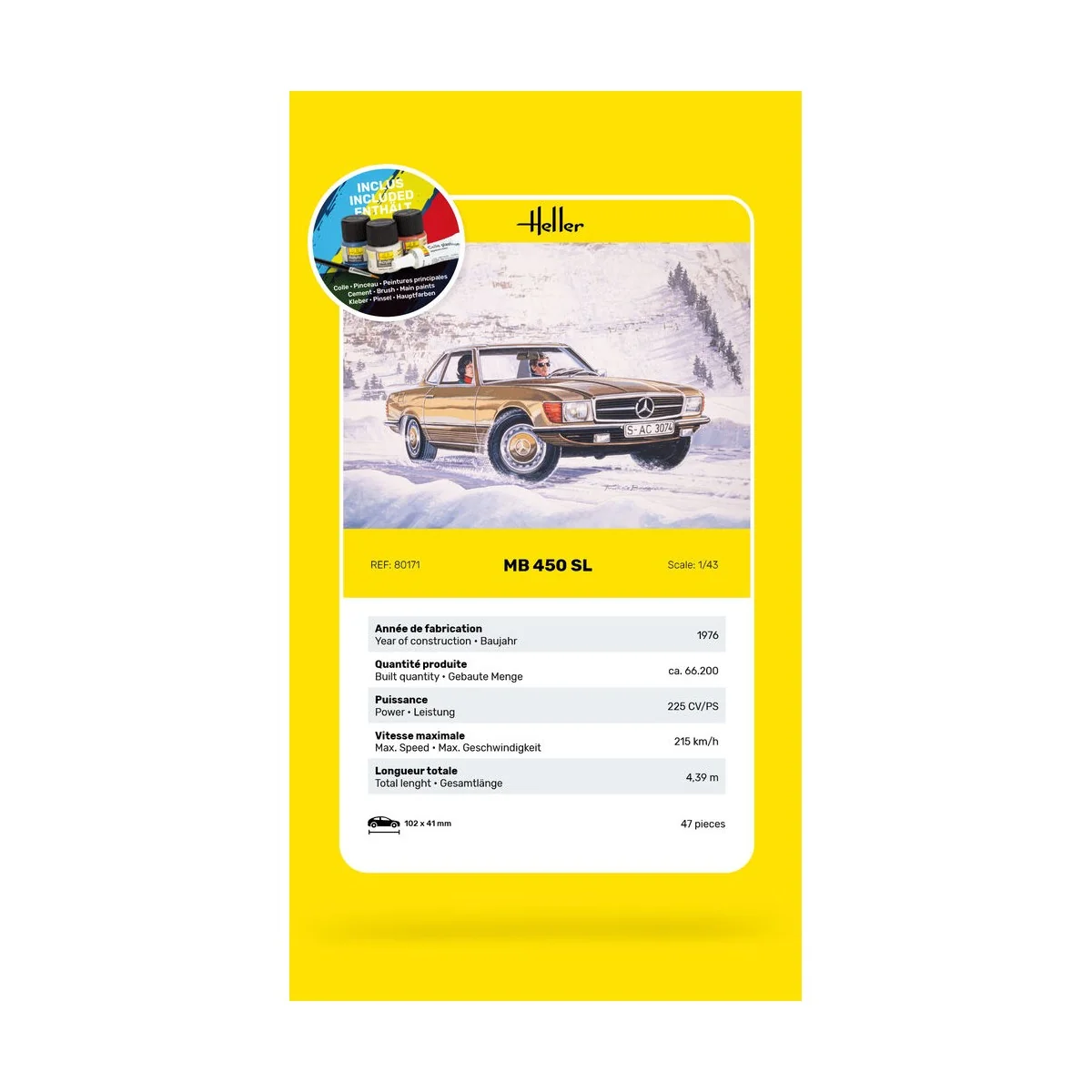 STARTER KIT MB 450 SL, 1/43 - Heller 56171 STARTER KIT MB 450 SL, 1/43 - Heller 56171