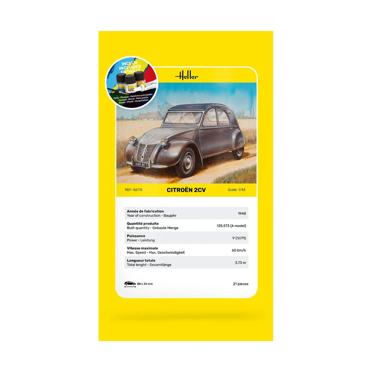 STARTER KIT Citroen 2 CV, 1/43 - Heller 56175