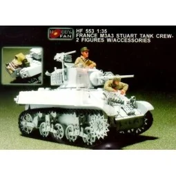 France M3A3 Stuart Tank crew/2fig.w/acc., 1/35 - Hobby Fan HF553