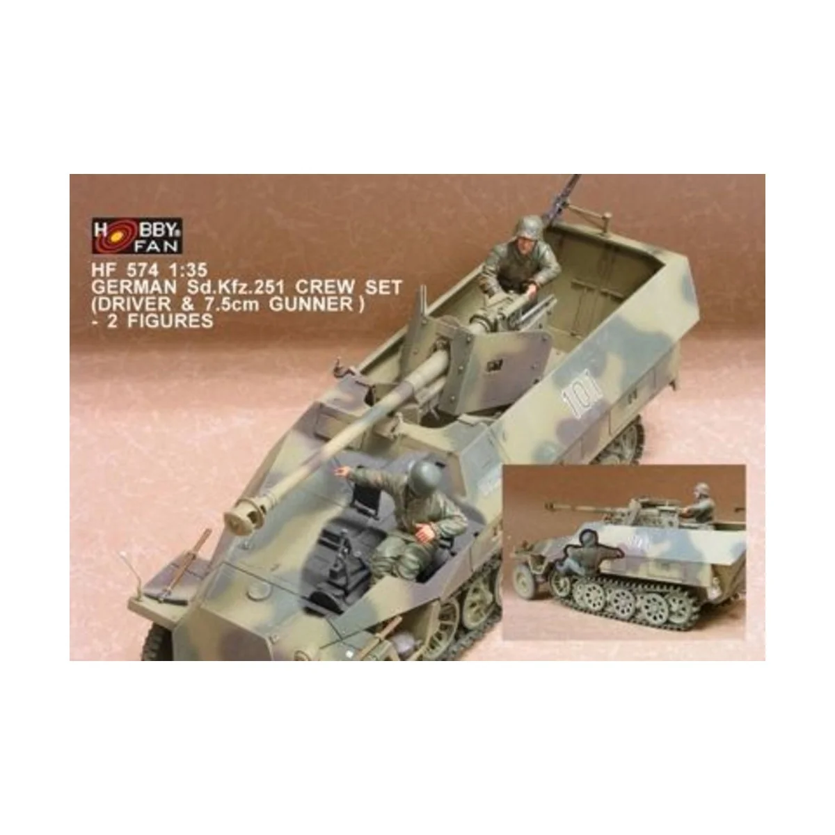 German Sd.Kfz.251 Crew (7.5cm)- 2 Fig., 1/35 - Hobby Fan HF574 German Sd.Kfz.251 Crew (7.5cm)- 2 Fig., 1/35 - Hobby Fan HF574