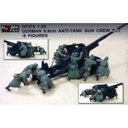 Germ. 8.8cm Anti-Tank Gun Crew Set (9Fig, 1/35 - Hobby Fan HF576