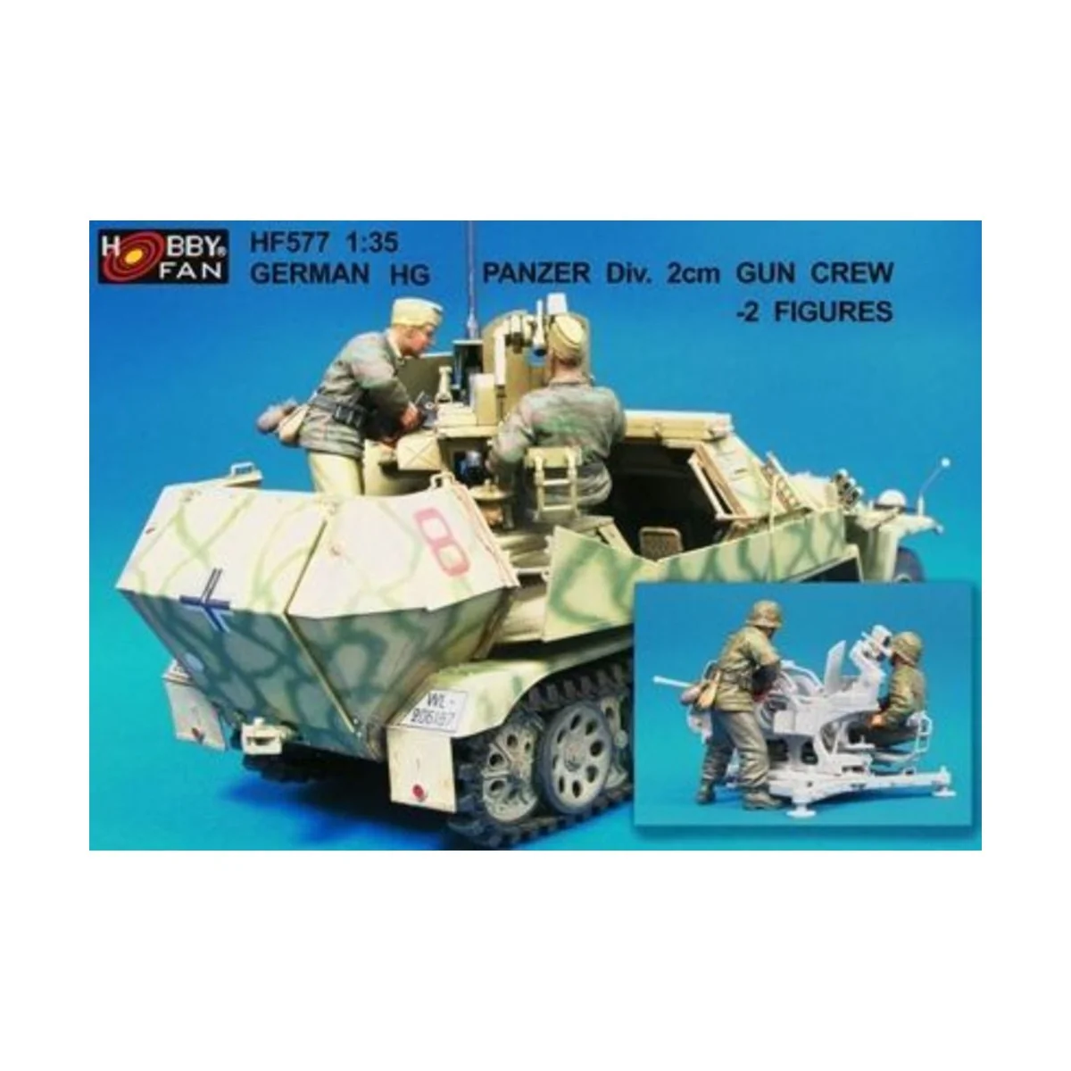 German HG Panzer Div.2cm Gun Crew- 2 Fig, 1/35 - Hobby Fan HF577 German HG Panzer Div.2cm Gun Crew- 2 Fig, 1/35 - Hobby Fan HF577
