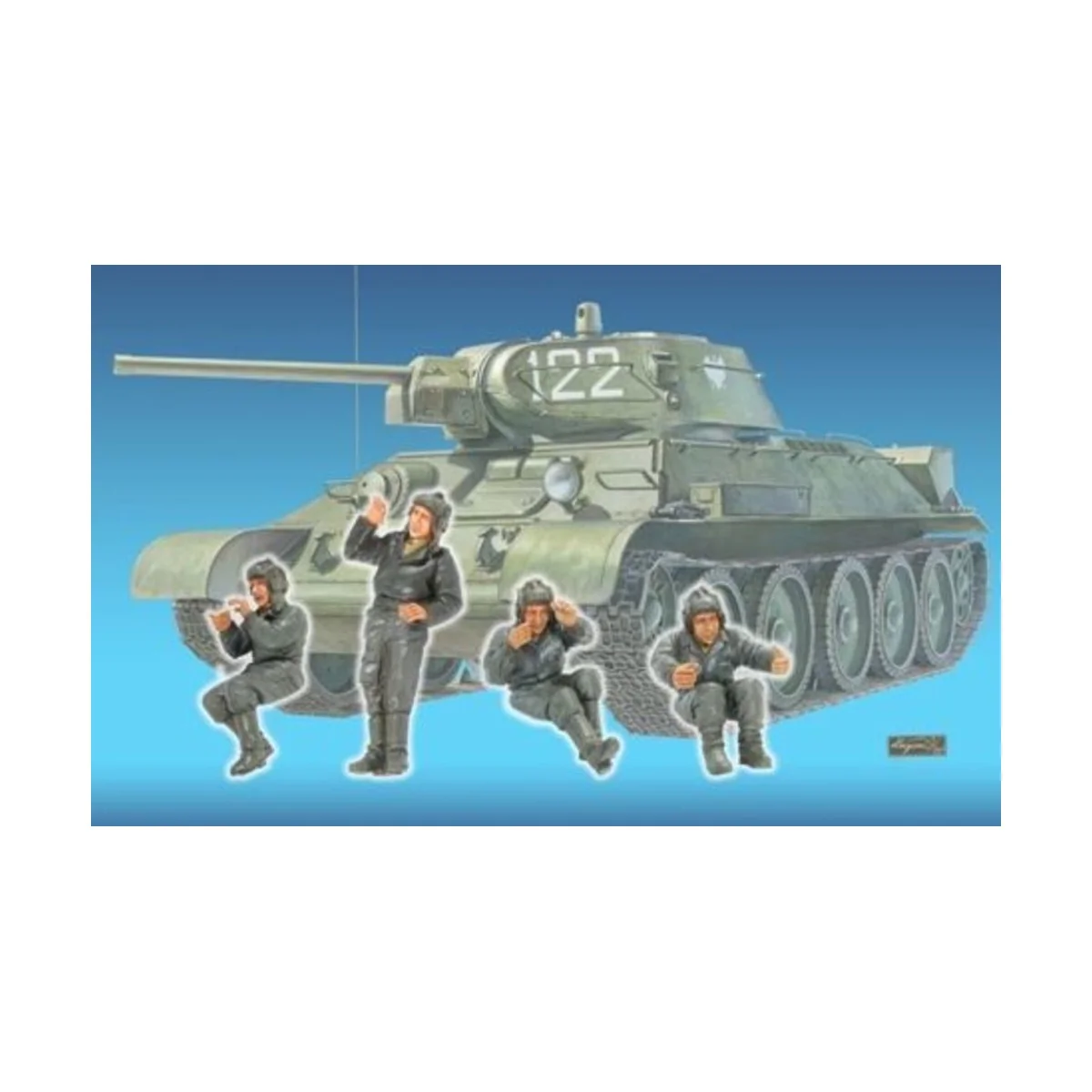 T-34 Tank Crew(1)- 4 Figures, 1/35 - Hobby Fan HF588