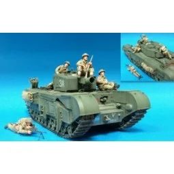 Brit. Inf. Riding w/Churchill Tank- 4Fig - Hobby Fan HF590