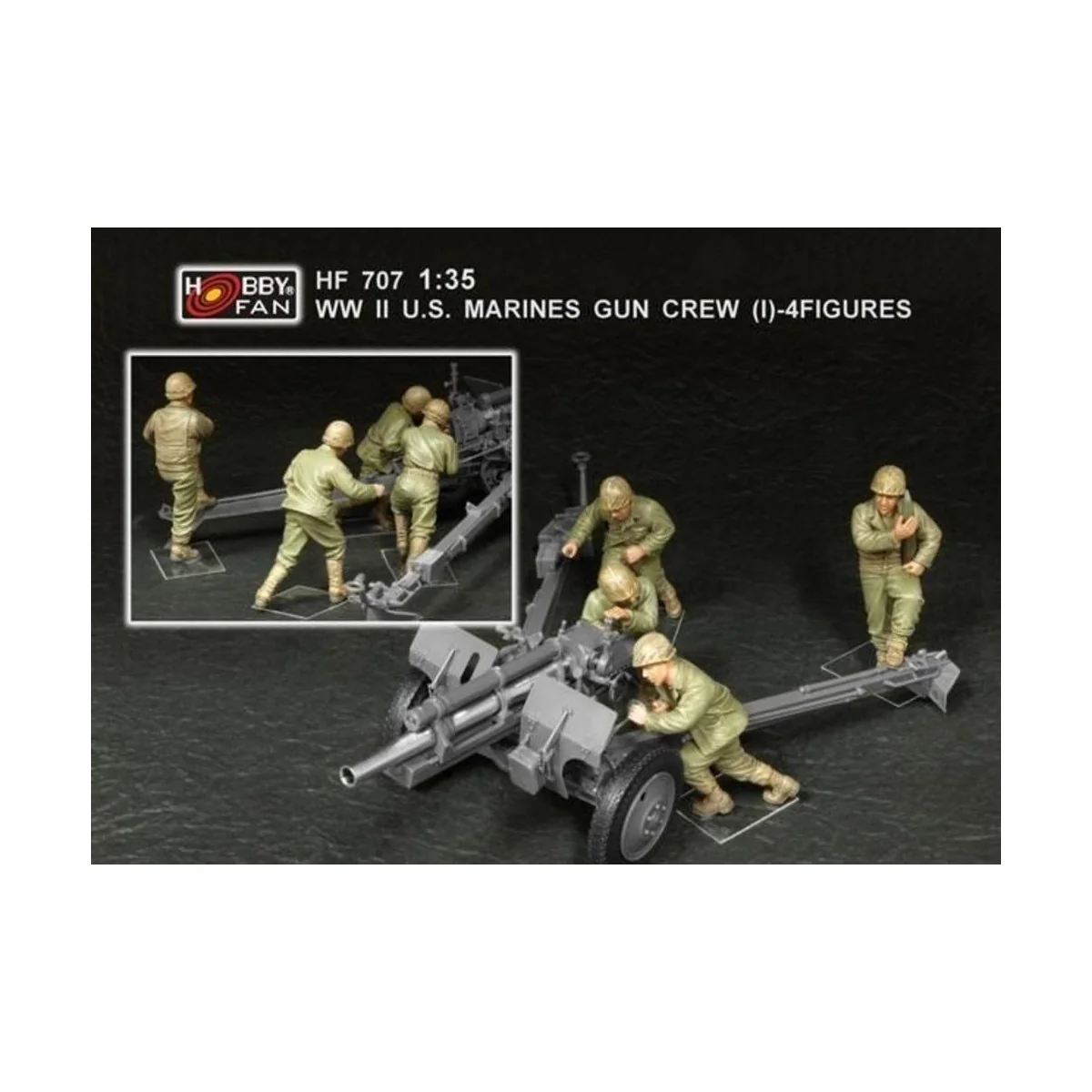 WWII U.S. Marines gun crew(set 1 4 fig.) - Hobby Fan HF707