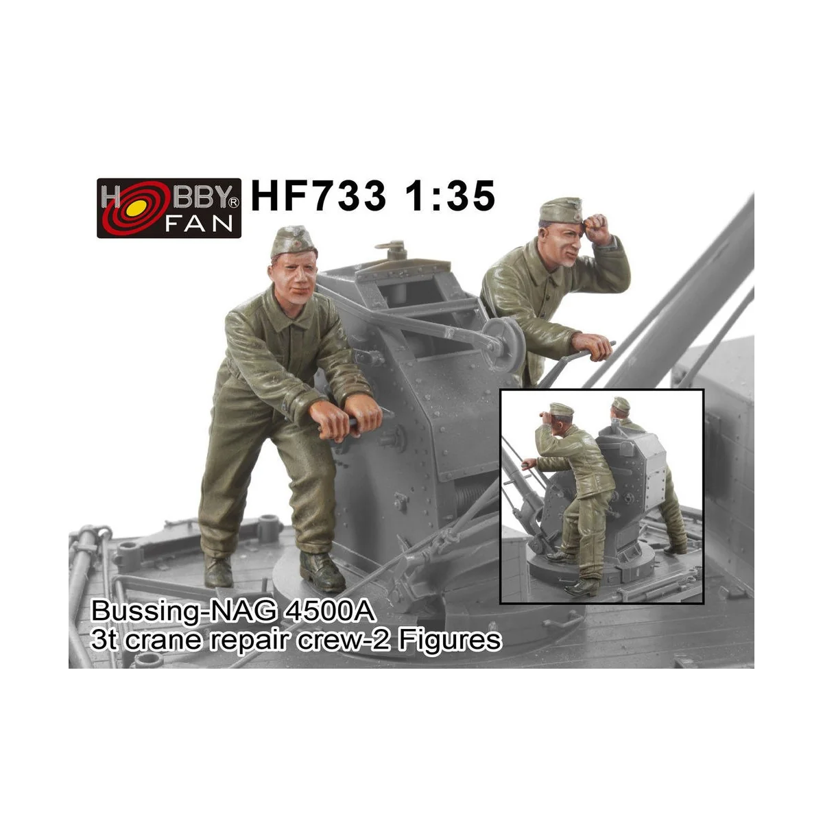 Bussing-NAG 4500A 3t crane repair crew-2 Figures - Hobby Fan HF733