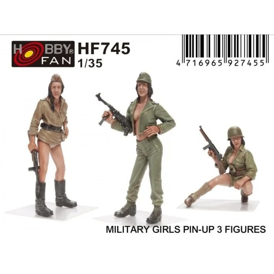 Military Girls Pin-Up 3 Figures, 1/35 - Hobby Fan HF745