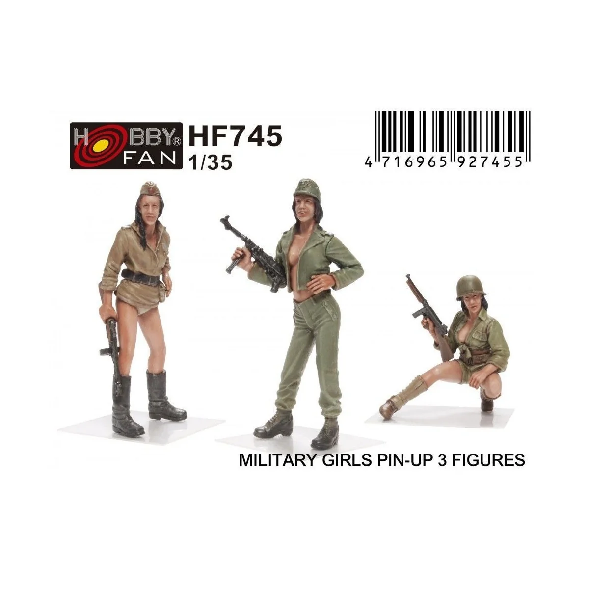 Military Girls Pin-Up 3 Figures, 1/35 - Hobby Fan HF745