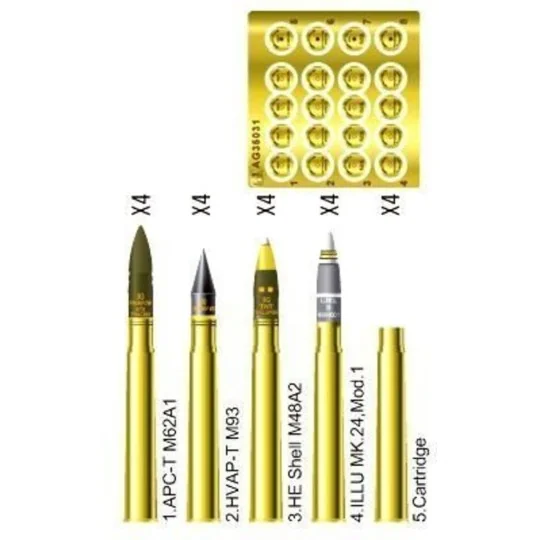 3 inch gun ammo brass set - AFV-Club AG35031
