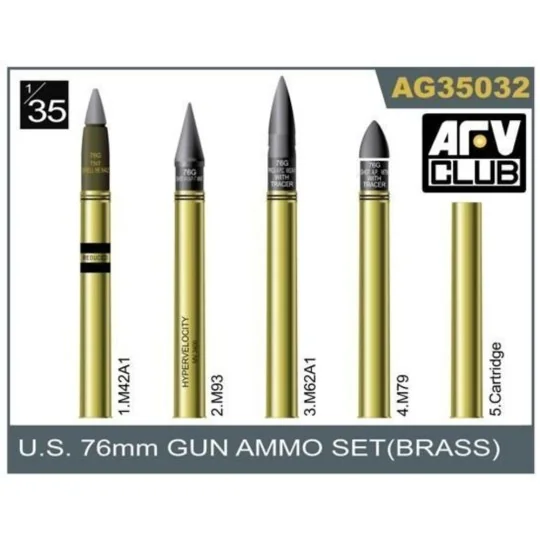 76mm gun ammo brass set, 1/35 - AFV-Club AG35032