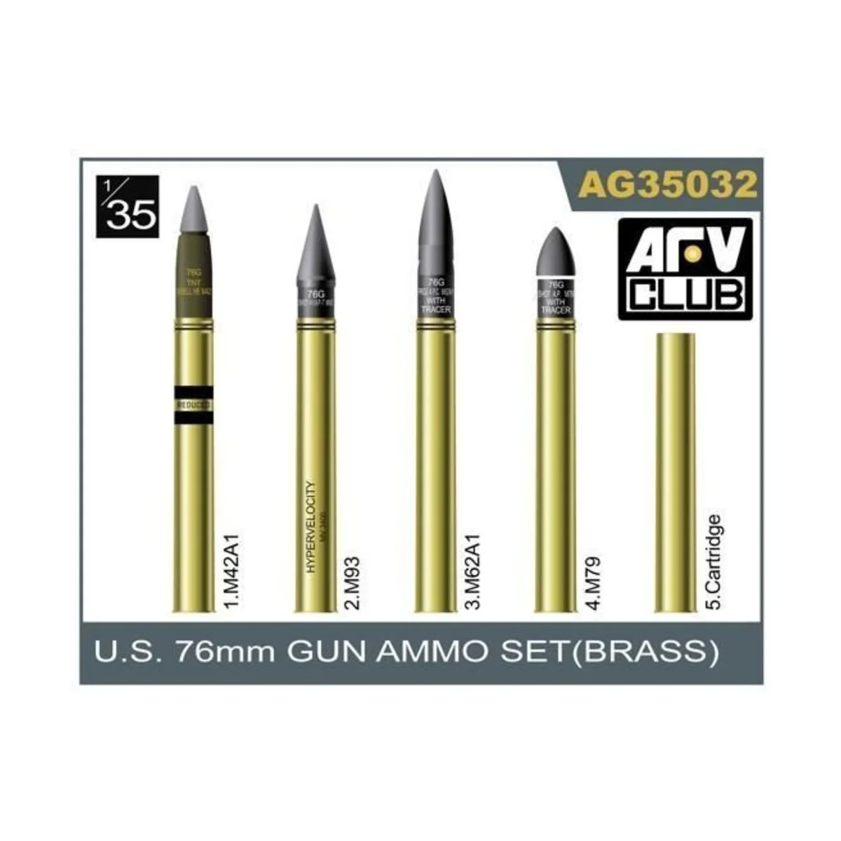 76mm gun ammo brass set - AFV-Club AG35032