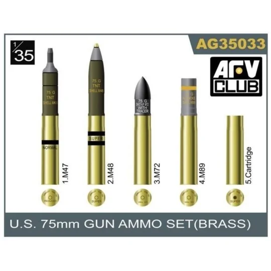 75mm gun ammo brass set - AFV-Club AG35033
