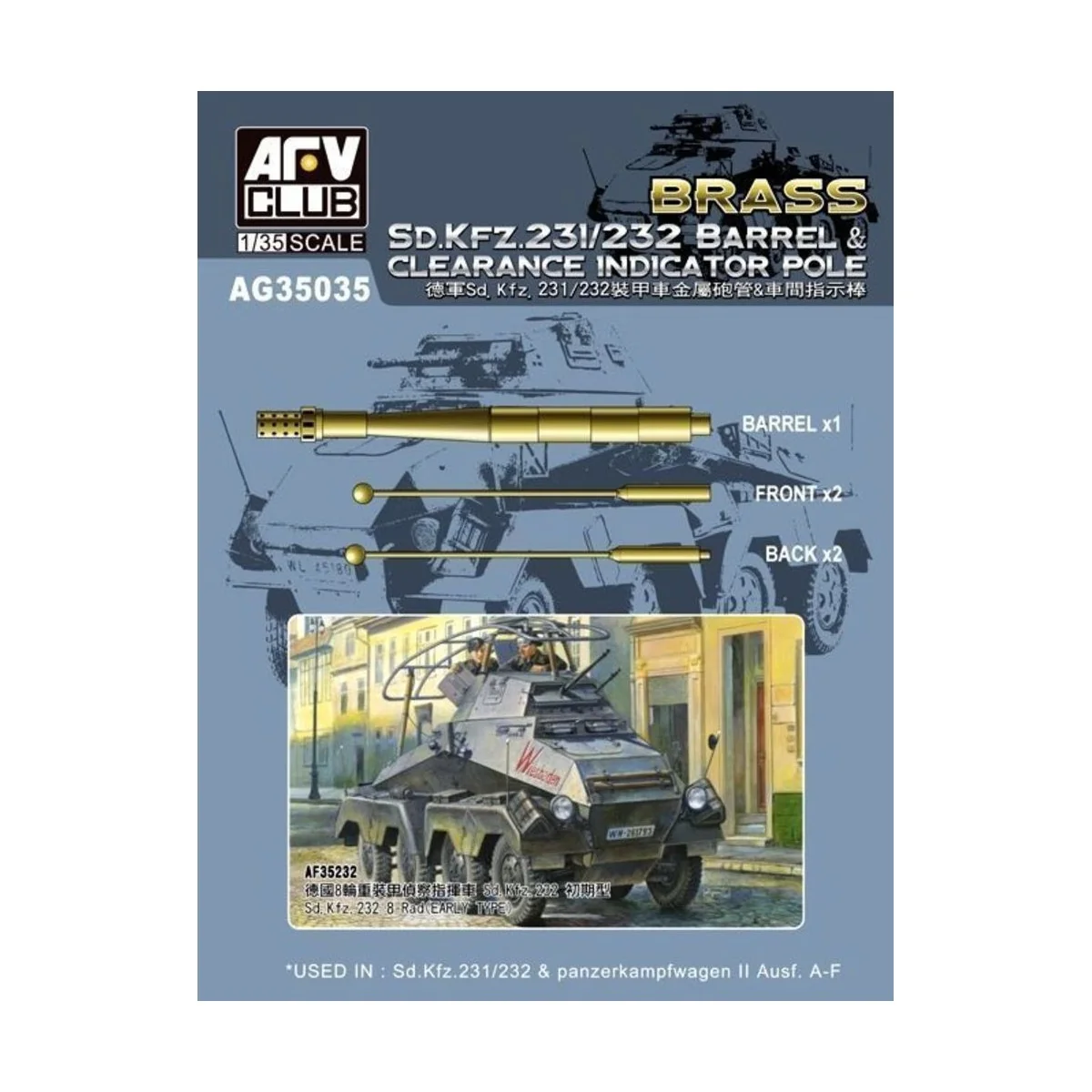 SD.KFZ 231/232 Barrel&Clearance Ind.POLE - AFV-Club AG35035