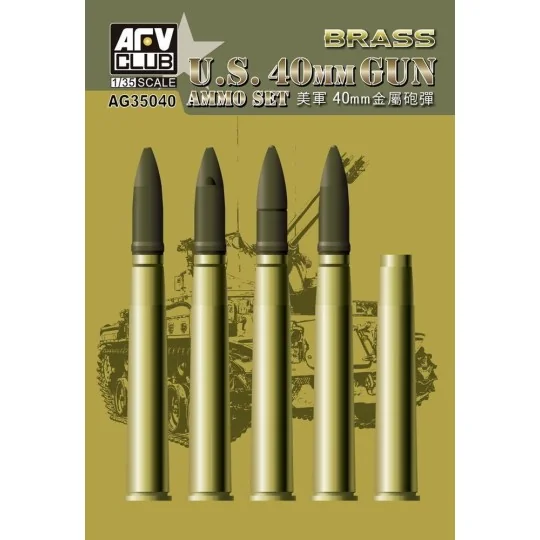 Bofors 40mm Ammo (Brass), 1/35 - AFV-Club AG35040 Bofors 40mm Ammo (Brass), 1/35 - AFV-Club AG35040